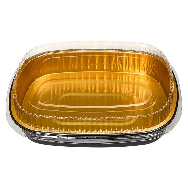 Victoria Bay Take-Out Container Base & Lid Combo With Dome Lid Large (LG) 72 OZ 11.25X8.875X1.75 IN Aluminum Plastic Black Gold Clear 50/Case