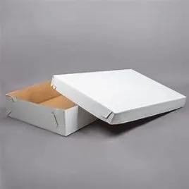 Cake Box Full Size 26.5X18.5X5 IN Corrugated Paperboard White Kraft Rectangle 2-Piece 25/Case