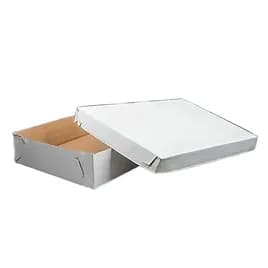 Cake Box Full Size 26.5X18.5X5 IN Corrugated Paperboard White Kraft Rectangle 2-Piece 25/Case