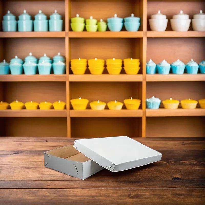 Cake Box Full Size 26.5X18.5X5 IN Corrugated Paperboard White Kraft Rectangle 2-Piece 25/Case