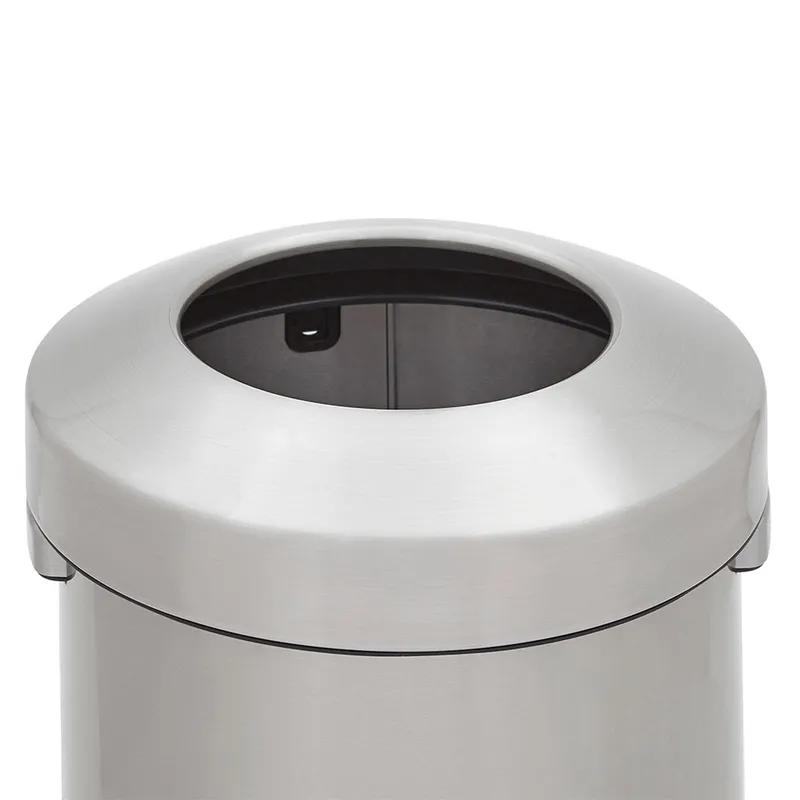 Refine™ 1-Stream Trash Can 15.9X15.9X26.3 IN 16 GAL Stainless Round Metal With Open Lid 1/Each