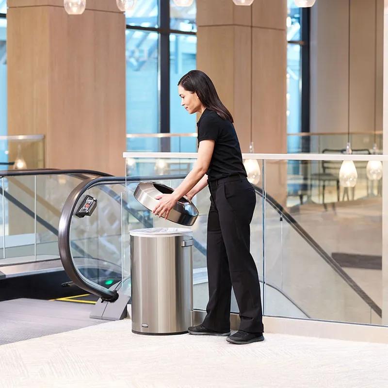 Refine™ 1-Stream Trash Can 15.9X15.9X26.3 IN 16 GAL Stainless Round Metal With Open Lid 1/Each