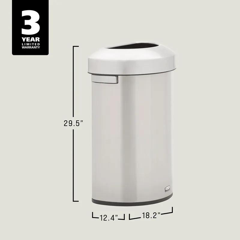 1-Stream Trash Can 18.2X12.4X29.5 IN 16 GAL Stainless Metal With Open Lid 1/Each