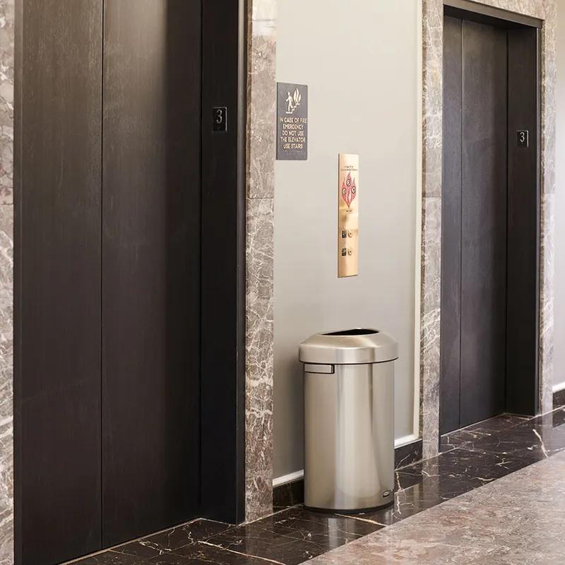 1-Stream Trash Can 18.2X12.4X29.5 IN 16 GAL Stainless Metal With Open Lid 1/Each