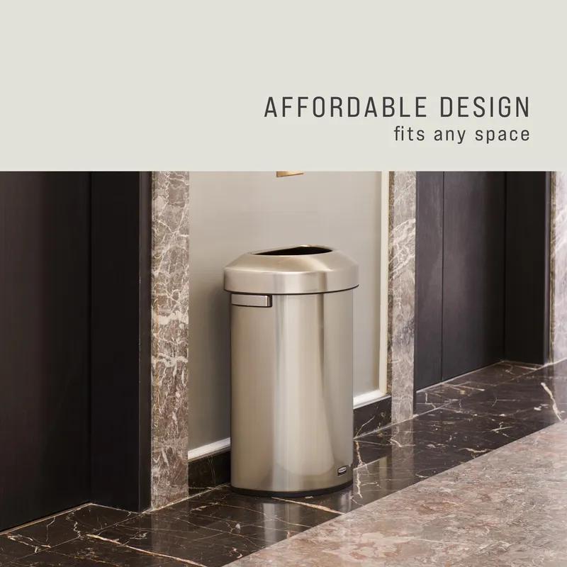 1-Stream Trash Can 18.2X12.4X29.5 IN 16 GAL Stainless Metal With Open Lid 1/Each