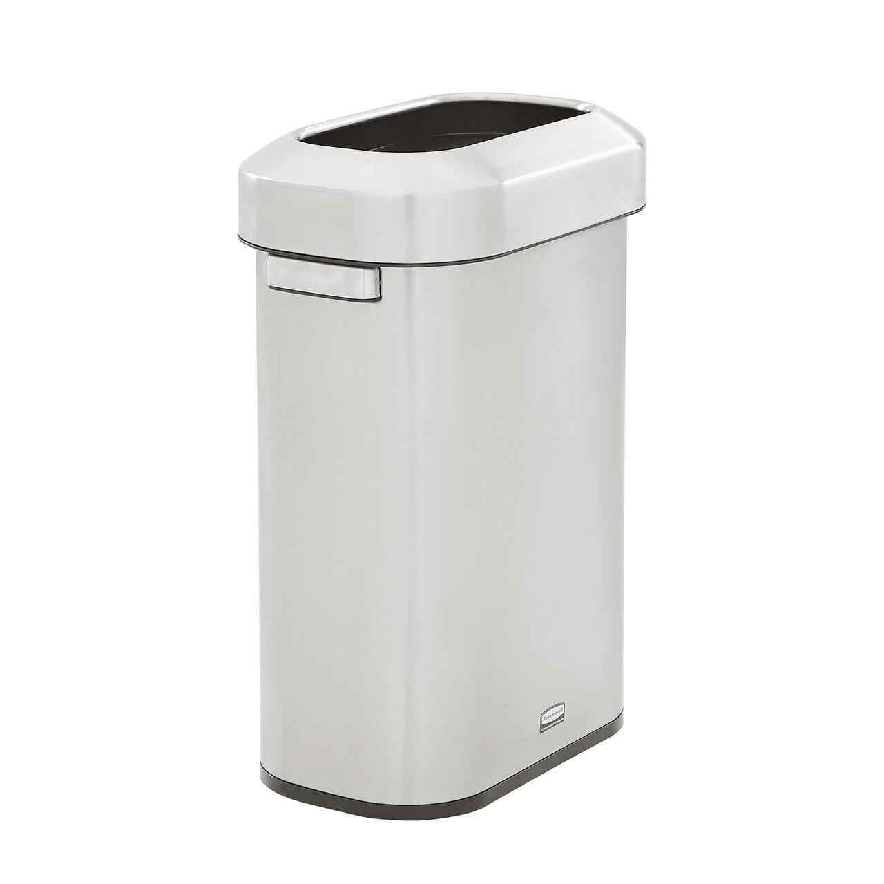 Refine™ 1-Stream Trash Can 18.2X11.3X25.6 IN 15 GAL Stainless Metal With Open Lid 1/Each