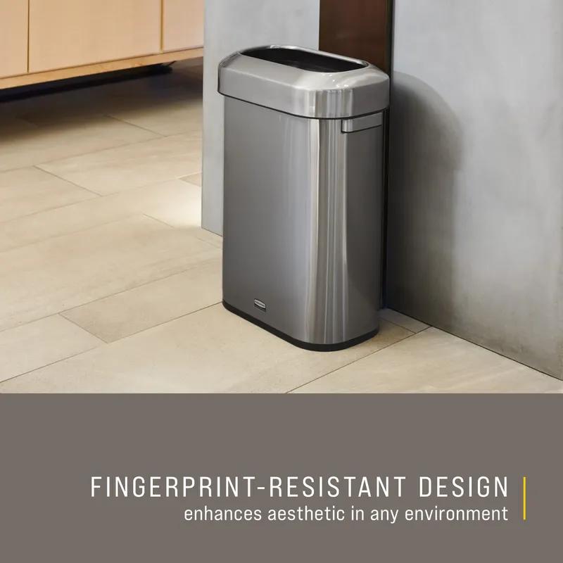 Refine™ 1-Stream Trash Can 18.2X11.3X25.6 IN 15 GAL Stainless Metal With Open Lid 1/Each