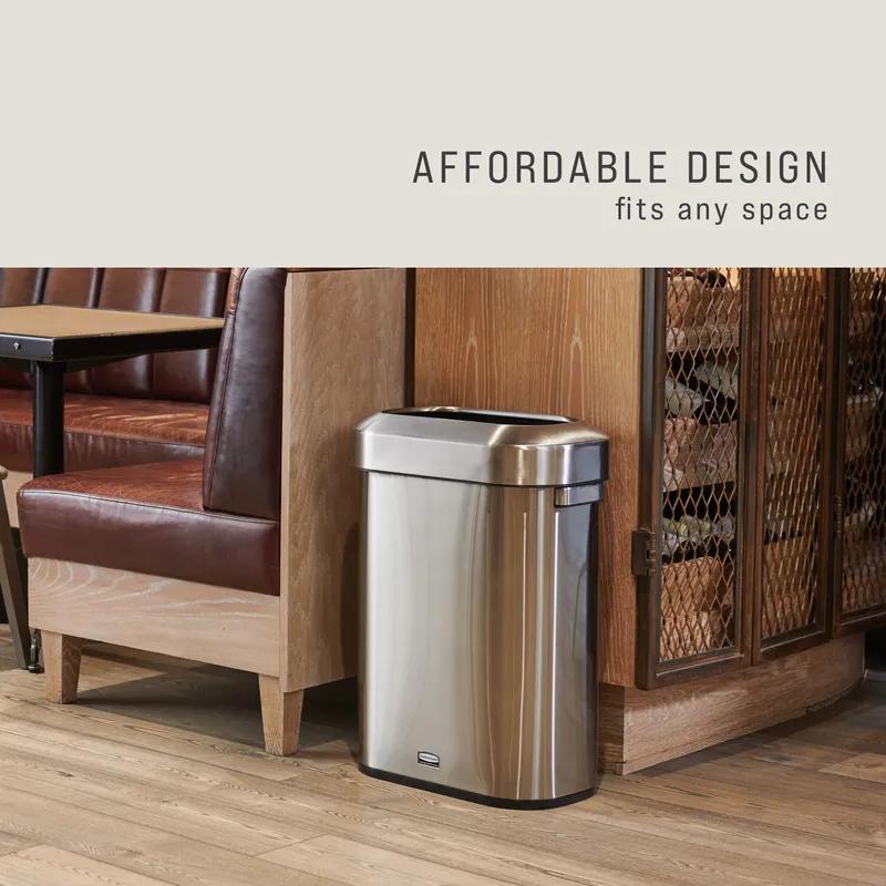Refine™ 1-Stream Trash Can 18.2X11.3X25.6 IN 15 GAL Stainless Metal With Open Lid 1/Each