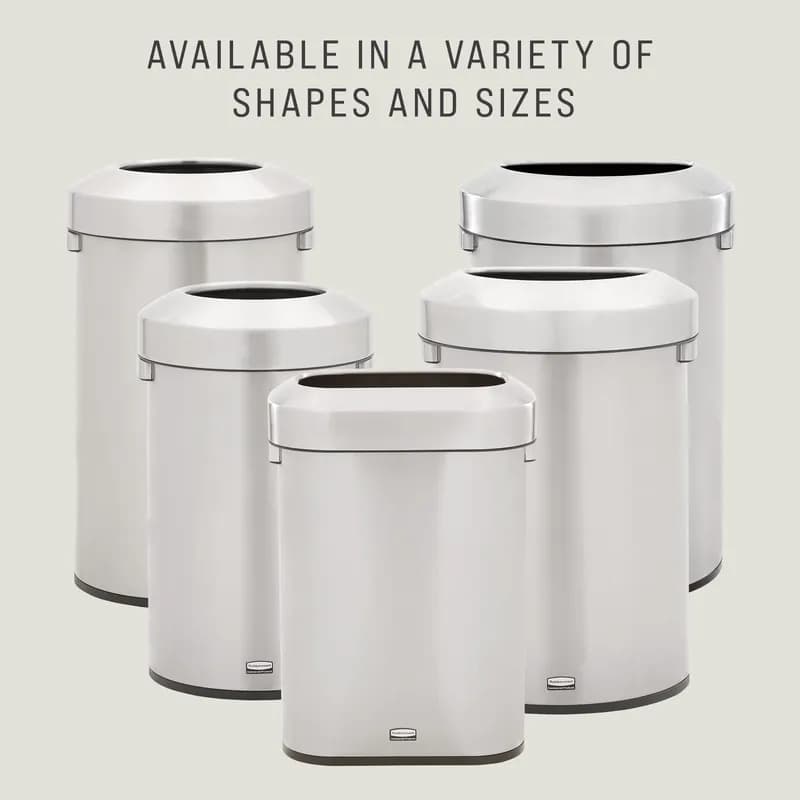 Refine™ 1-Stream Trash Can 18.2X11.3X25.6 IN 15 GAL Stainless Metal With Open Lid 1/Each