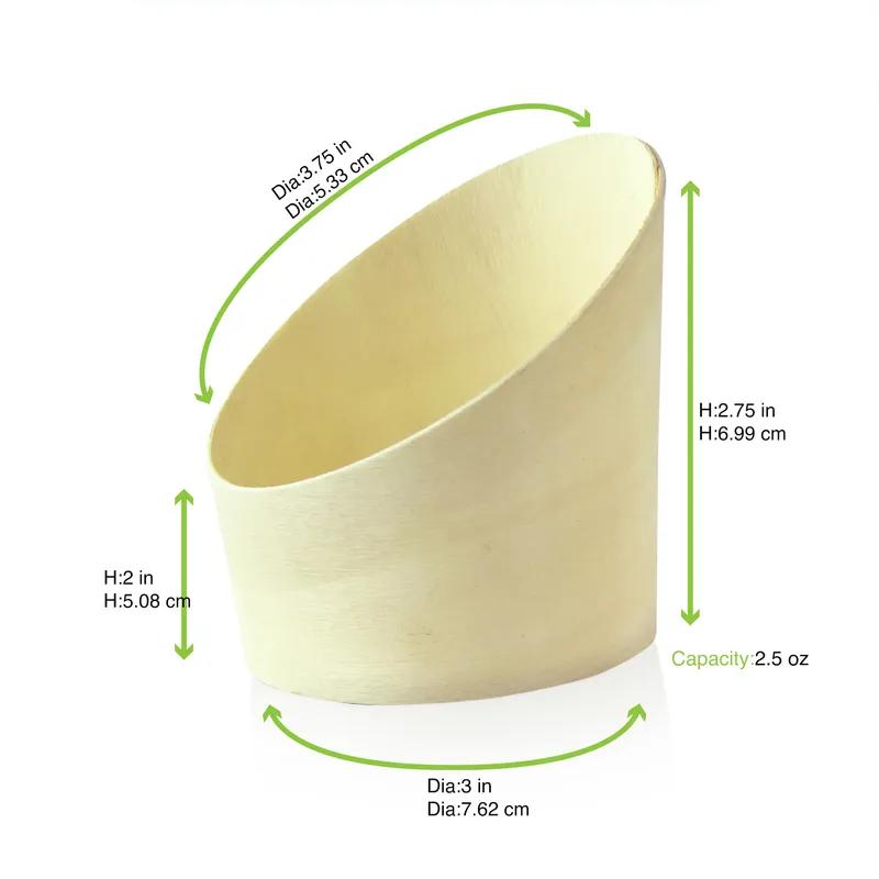 Cup & Scoop Base 2.5X2.7 IN Wood Natural Angled 25 Count/Pack 4 Packs/Case 100 Count/Case