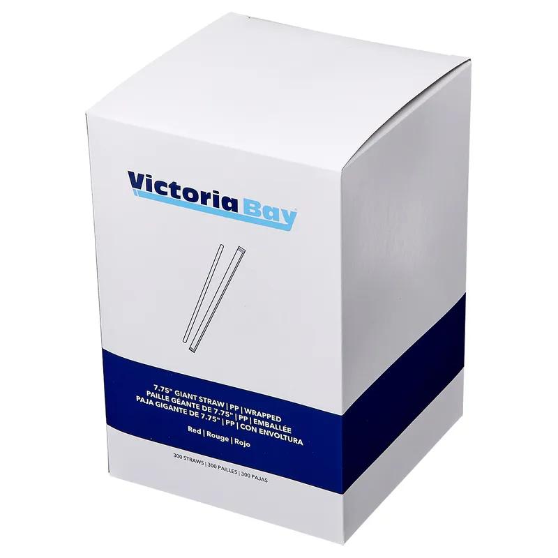Victoria Bay Giant Straw 7.75 IN PP Red Wrapped 300 Count/Pack 24 Packs/Case 7200 Count/Case