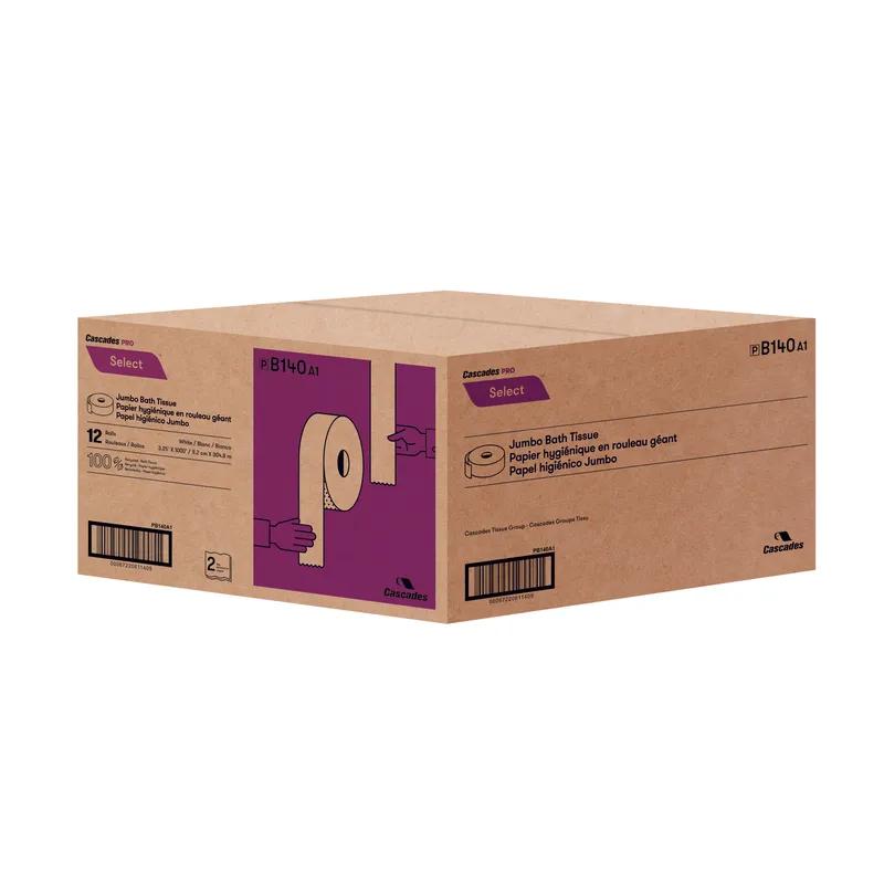 Cascades PRO Select® Toilet Paper & Tissue Roll 9IN X1000FT 2PLY White Jumbo (JRT) 12/Case