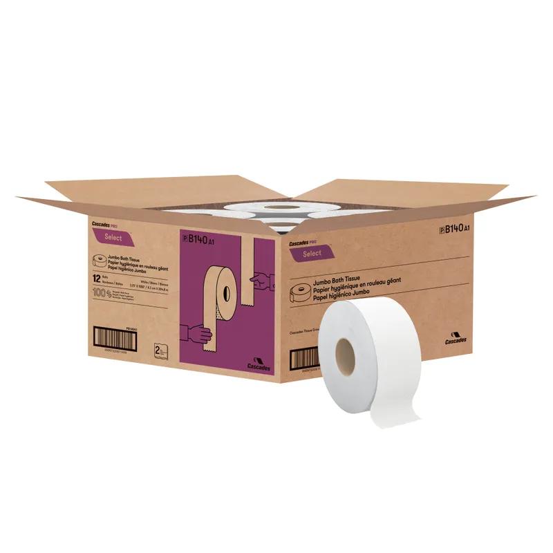 Cascades PRO Select® Toilet Paper & Tissue Roll 9IN X1000FT 2PLY White Jumbo (JRT) 12/Case