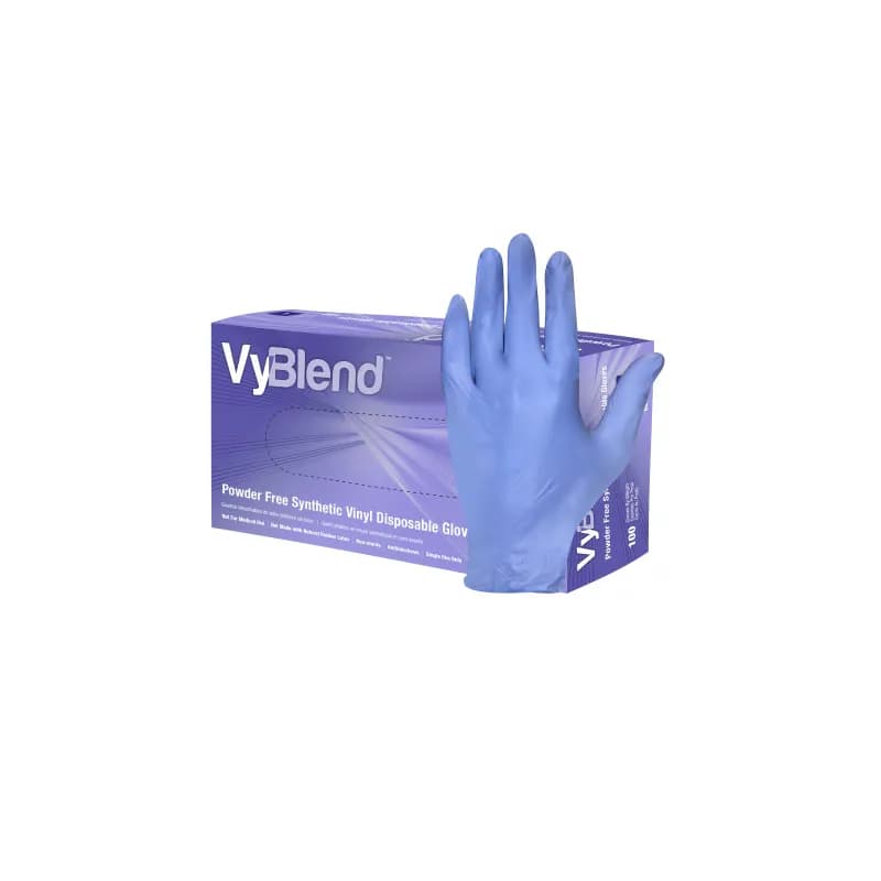 Safety Zone® Gloves Small (SM) Violet Blue 4.5MIL Synthetic Vinyl Powder-Free Beaded Cuff 100 Count/Box 10 Box/Case