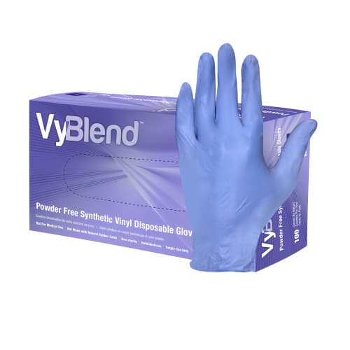 Safety Zone® Gloves Small (SM) Violet Blue 4.5MIL Synthetic Vinyl Powder-Free Beaded Cuff 100 Count/Box 10 Box/Case