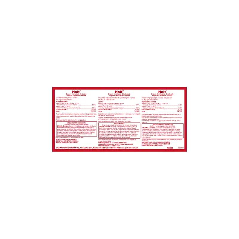Halt® Product Label White Red 1/Each