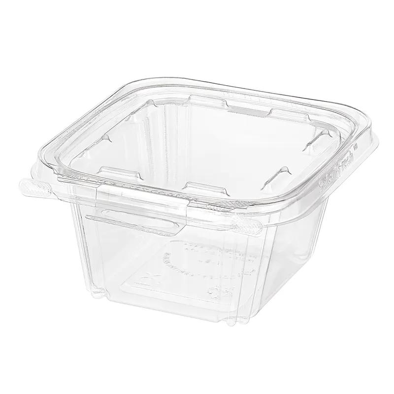 Safe-T-Fresh® Deli Container Hinged With Flat Lid 16 OZ PET Clear Rectangle Hangable Tamper-Evident 240/Case