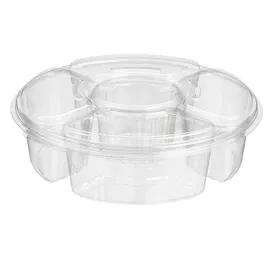 Essentials Deli Container Base & Lid Combo With Dome Lid 142 OZ 5 Compartment RPET Clear Round 50/Case