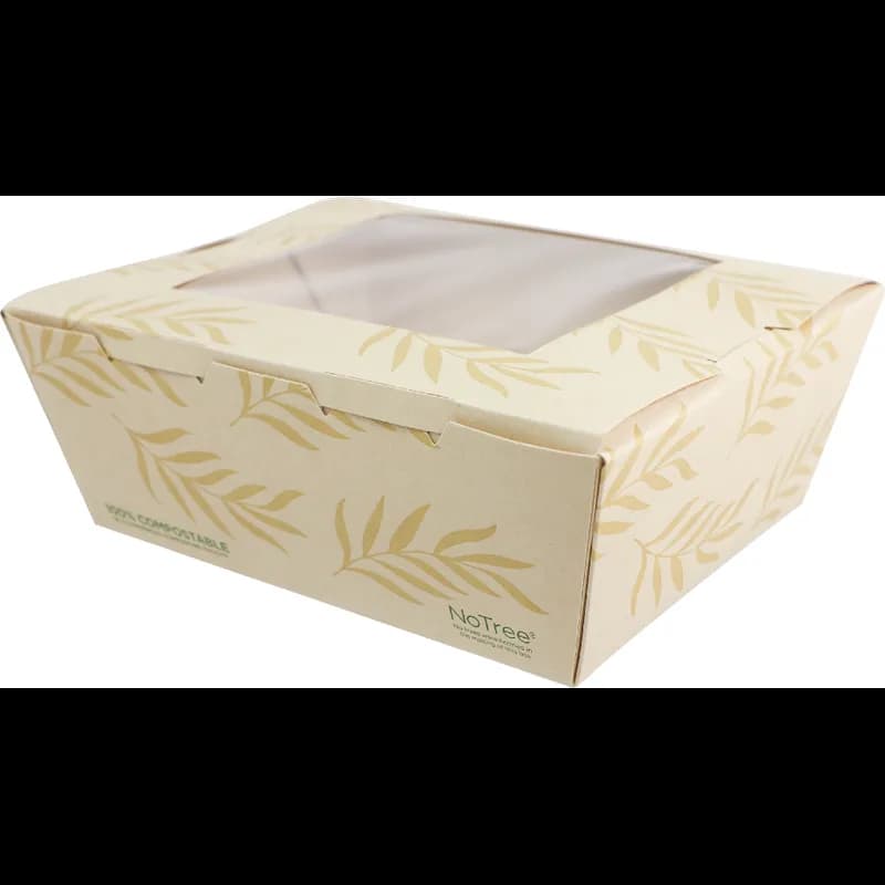 NoTree® #8 Take-Out Box Tuck-Top 7X5.7X2.5 IN Bamboo Paper PLA With Window 200/Case