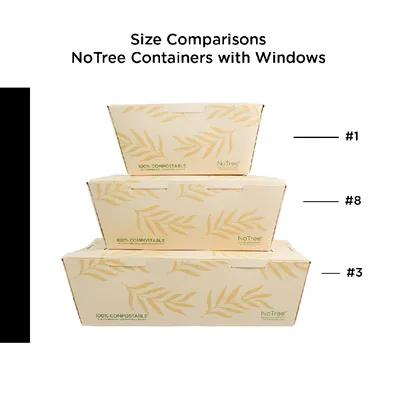 NoTree® #8 Take-Out Box Tuck-Top 7X5.7X2.5 IN Bamboo Paper PLA With Window 200/Case