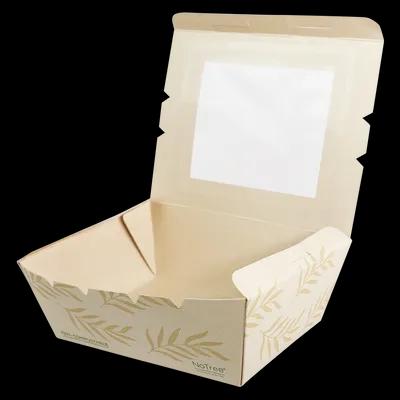 NoTree® #8 Take-Out Box Tuck-Top 7X5.7X2.5 IN Bamboo Paper PLA With Window 200/Case
