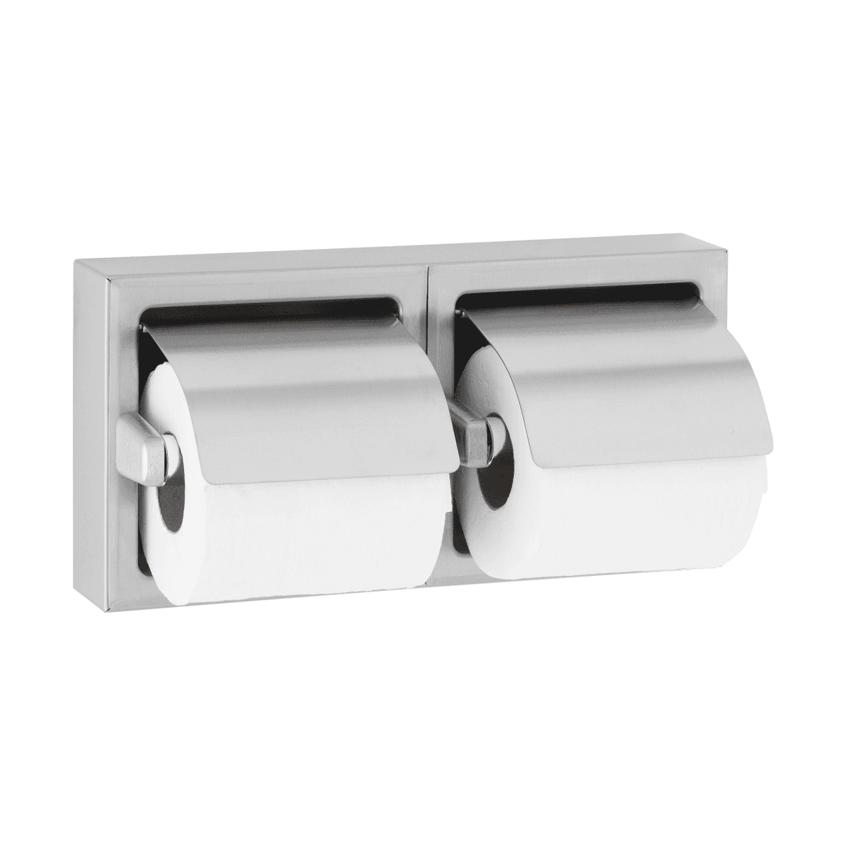 Toilet Paper Dispenser Stainless Steel Surface Mount Satin 2-Roll With Hood 1/Each
