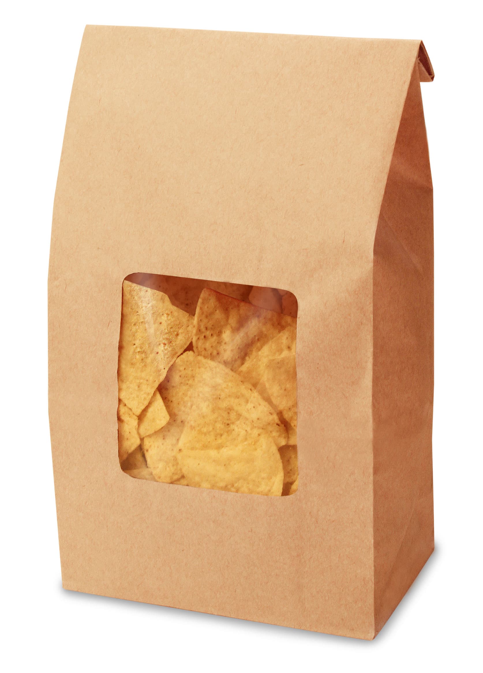 Bagcraft® Tortilla Chip Bag 7.5X4.25X14.625 IN Paper Kraft With Window 250/Case
