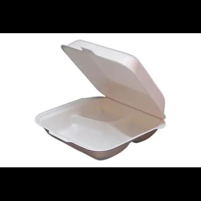 Regal Take-Out Container Hinged With Dome Lid 8X7.5X2.25 IN 3 Compartment Polystyrene Foam White Square 200/Case