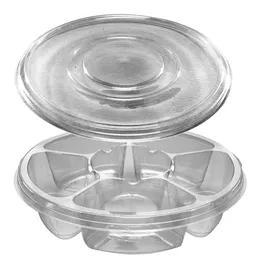 Deli Container Base & Lid Combo With Flat Lid PET Clear Round With Sauce Compartment 50/Case