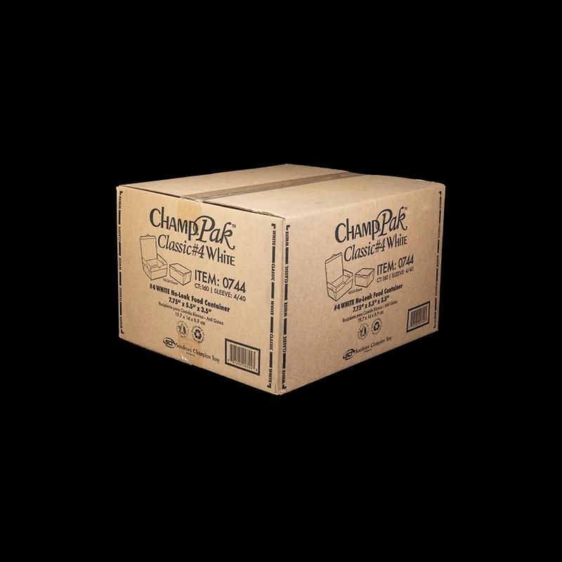 ChampPak #4 Take-Out Box 7.75X5.5X3.5 IN Paperboard White Classic 160/Case