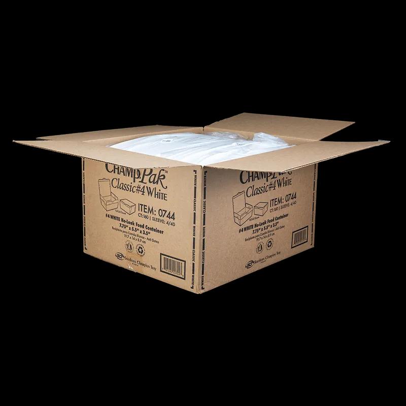 ChampPak #4 Take-Out Box 7.75X5.5X3.5 IN Paperboard White Classic 160/Case