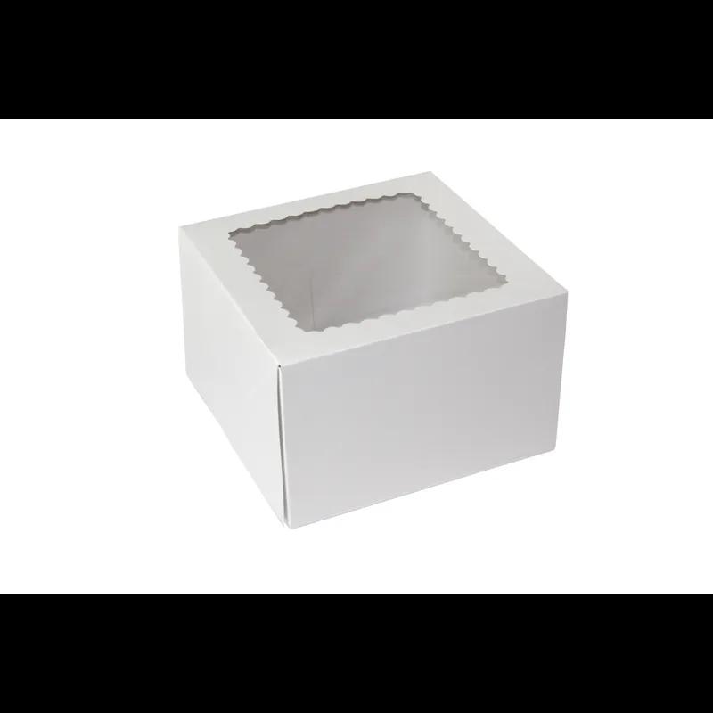 Bakery Box 8X8X5 IN Paperboard White 4 Corner 1-Piece Automatic With Window 100/Bundle