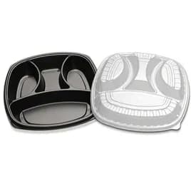 Take-Out Container Base & Lid Combo 14X14 IN 4 Compartment Square 25/Case