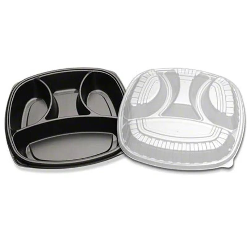 Take-Out Container Base & Lid Combo 14X14 IN 4 Compartment Square 25/Case