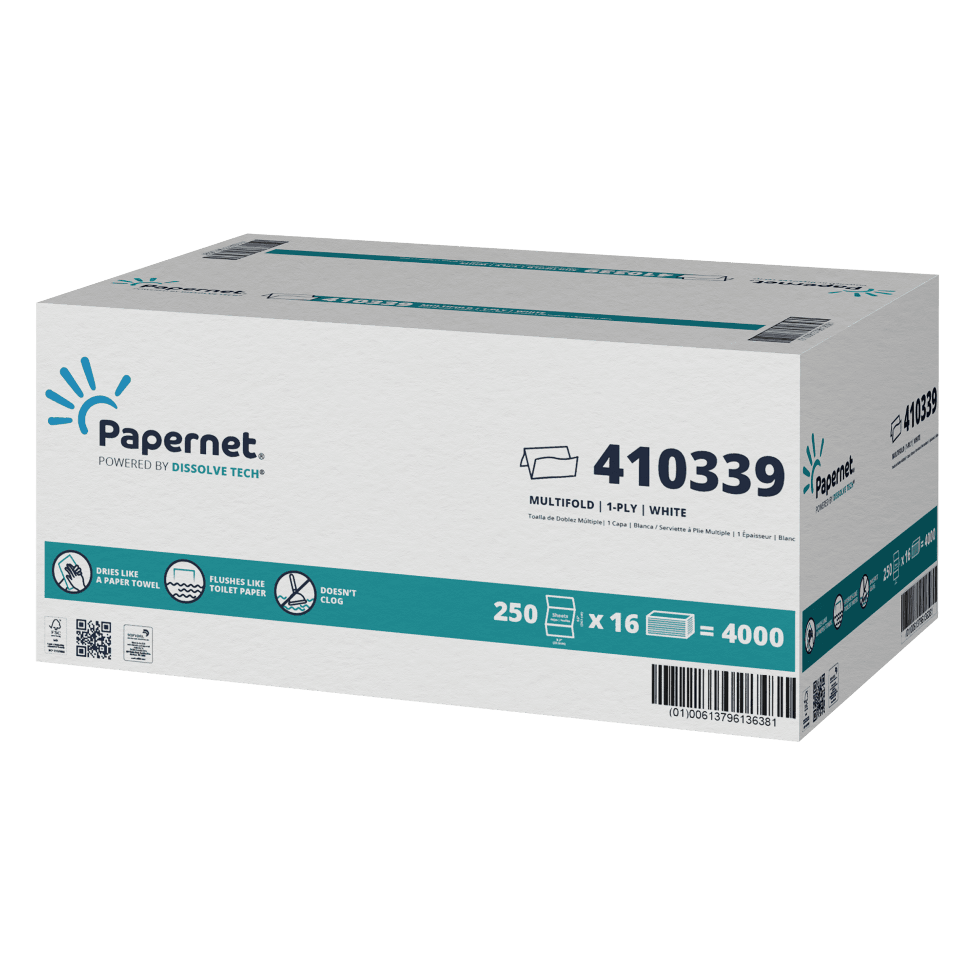 Dissolve Tech® Folded Paper Towel 9.5X9.25 IN Multifold 250 Count/Pack