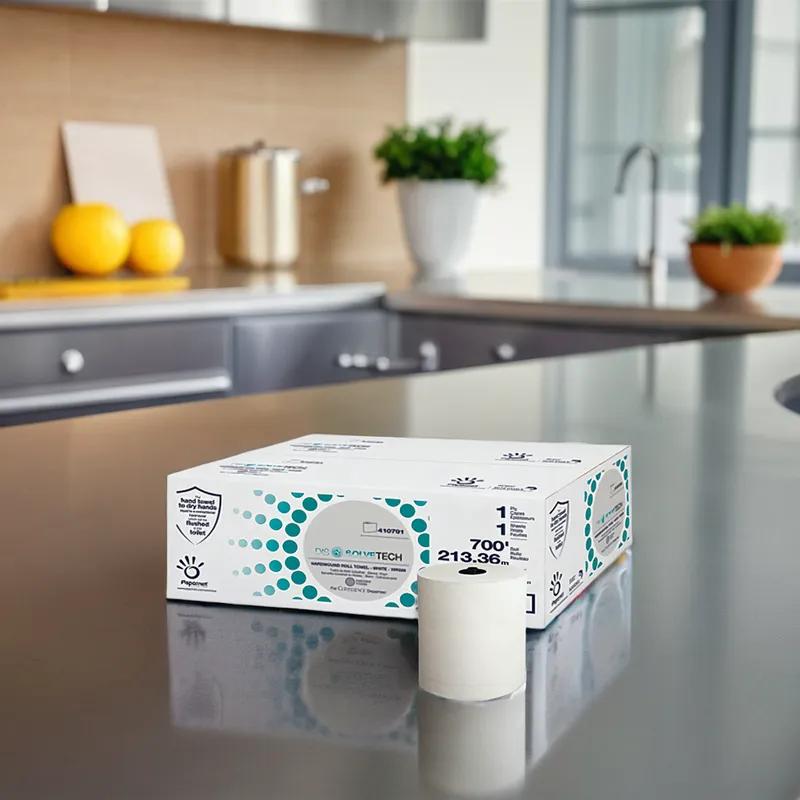 Dissolve Tech® Roll Paper Towel 700 FT White Hardwound 6/Case