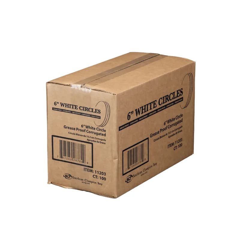 Cake Circle 6 IN Corrugated Paperboard White Grease Resistant 100/Case
