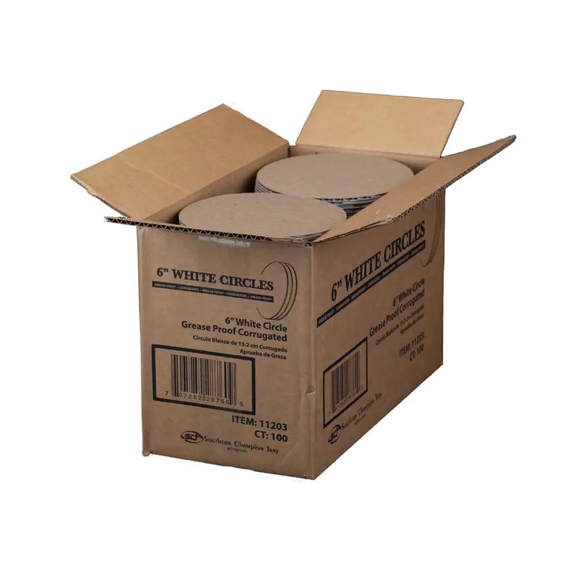 Cake Circle 6 IN Corrugated Paperboard White Grease Resistant 100/Case