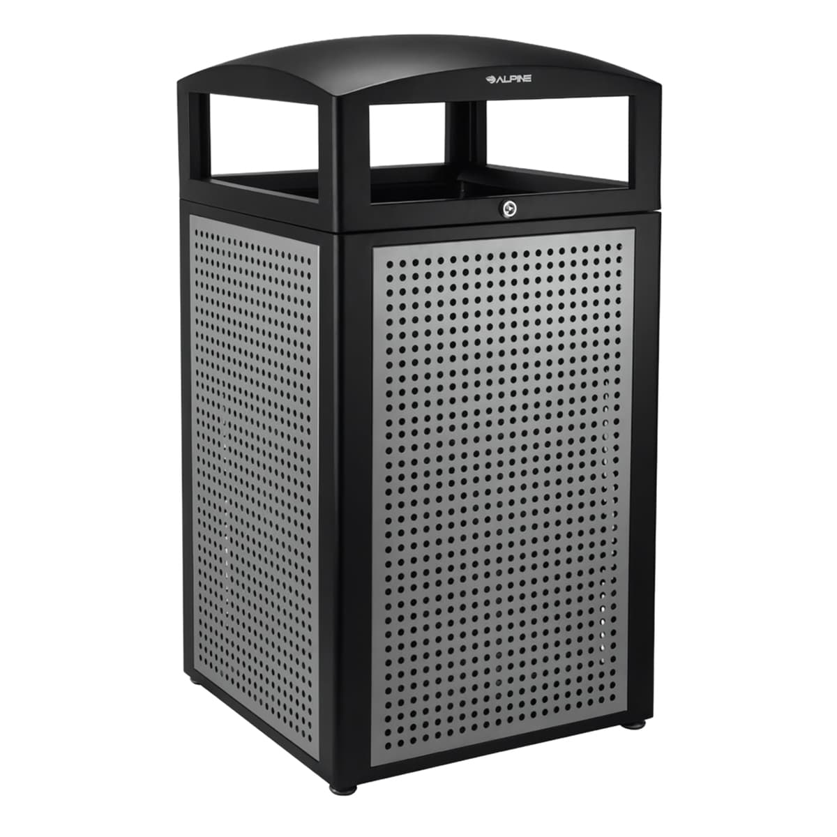 Outdoor Trash Receptacle 40 GAL 160 QT Stainless Steel With Dome Lid Stationary Locking Lid Removable Liner 1/Each