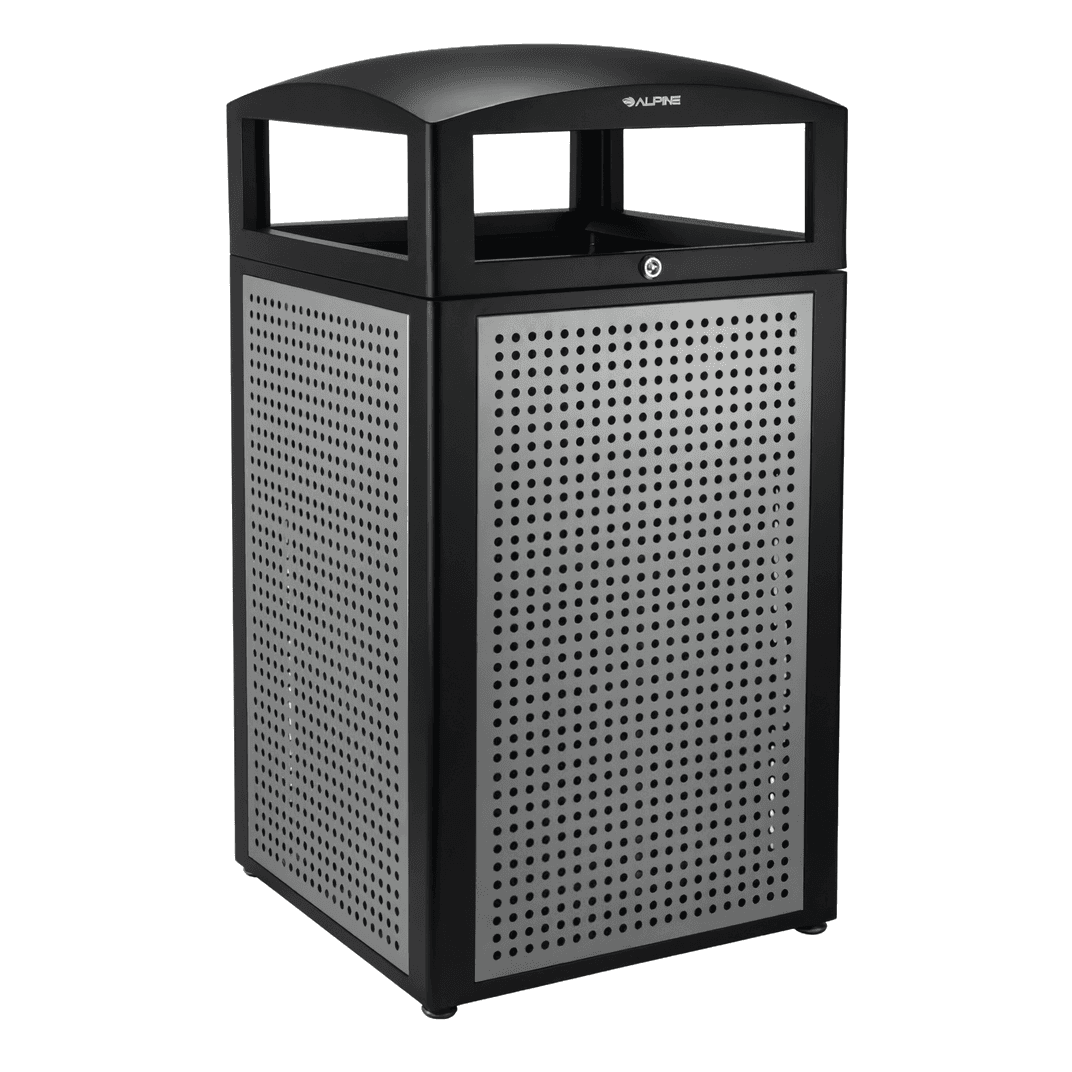 Outdoor Trash Receptacle 40 GAL 160 QT Stainless Steel With Dome Lid Stationary Locking Lid Removable Liner 1/Each