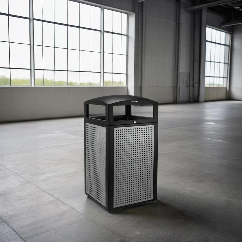 Outdoor Trash Receptacle 40 GAL 160 QT Stainless Steel With Dome Lid Stationary Locking Lid Removable Liner 1/Each