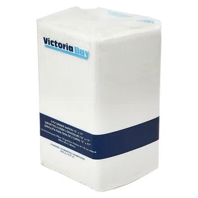 Victoria Bay Dinner Napkins 15X17 IN White Virgin Paper 2PLY 1/8 Fold 3000/Case