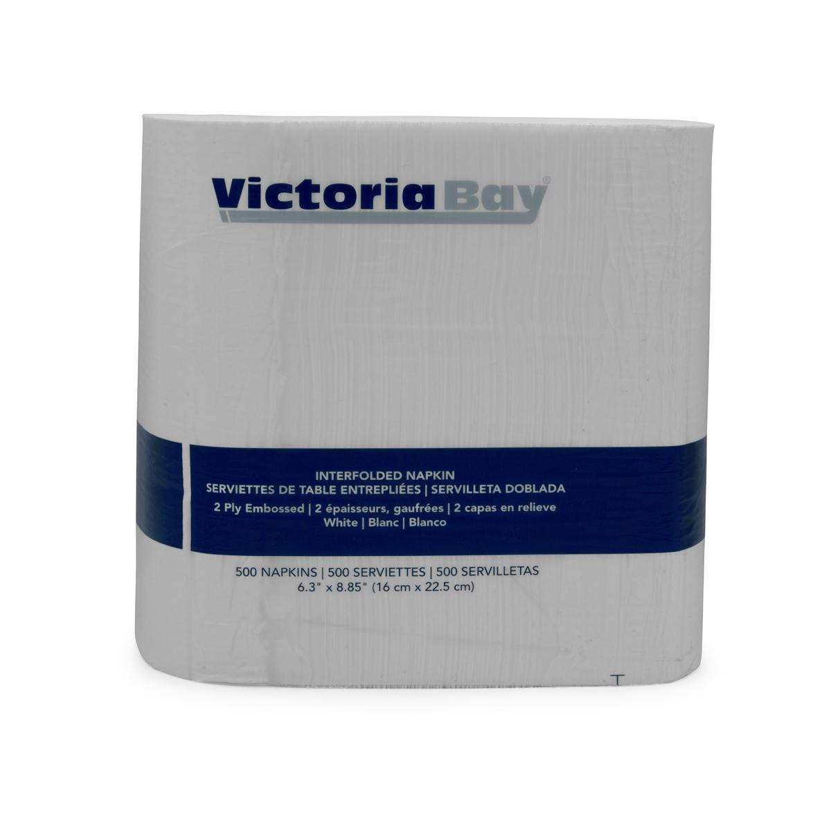 Victoria Bay Dispenser Napkins 6.5X8 IN White 2PLY Interfold 500 Count/Pack 12 Packs/Case 6000 Count/Case