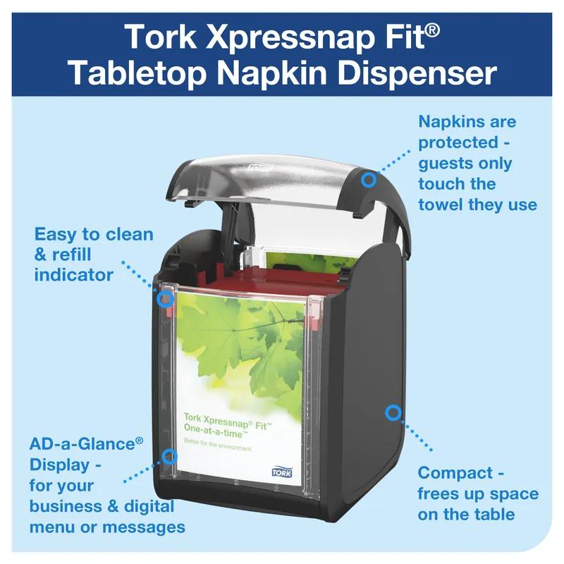 Tork Xpressnap® Napkin Dispenser 6.8X4.6X5.5 IN Black Plastic Tabletop 1 Count/Pack 4 Packs/Case 4 Count/Case