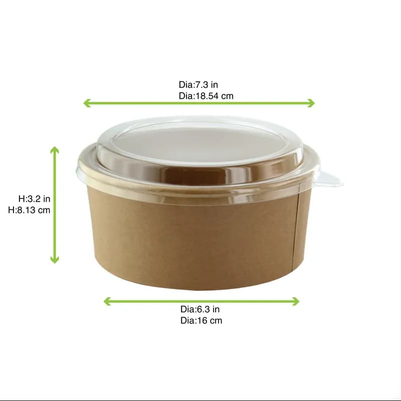 Salad Bucket & Tub 53 OZ Paper Kraft Round Grease Resistant 45 Count/Pack 8 Packs/Case 360 Count/Case