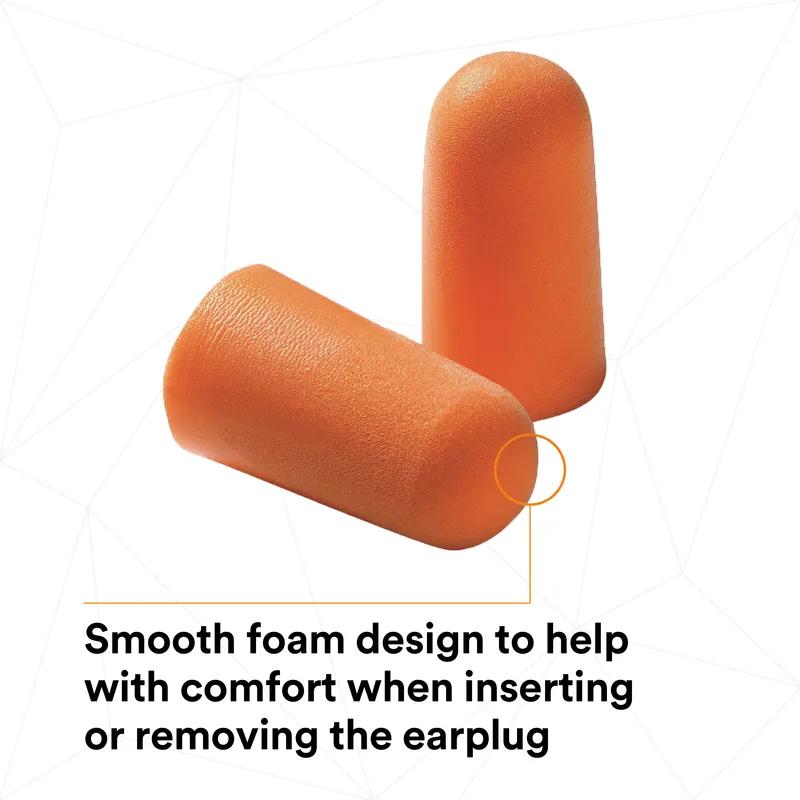 3M™ 1100 Ear Plugs Orange Foam Disposable Cordless 200/Box