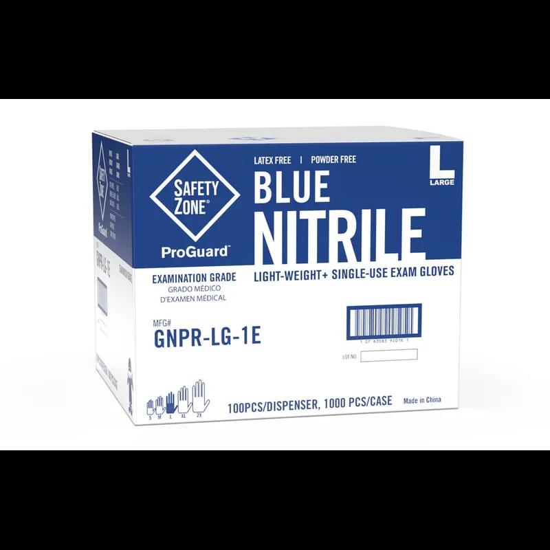 Safety Zone® General Purpose Gloves XL 9.65 IN Blue 5.1g Nitrile Rubber Powder-Free 100 Count/Pack 10 Packs/Case