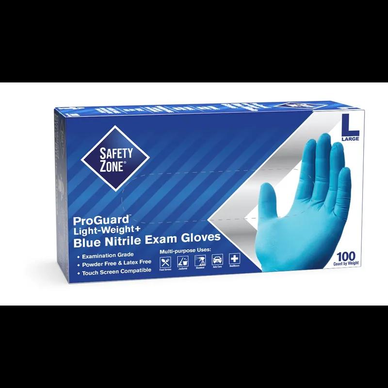 Safety Zone® General Purpose Gloves XL 9.65 IN Blue 5.1g Nitrile Rubber Powder-Free 100 Count/Pack 10 Packs/Case