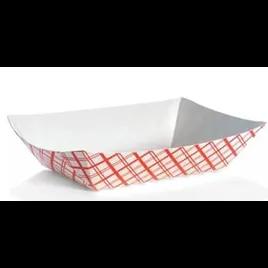 Food Tray 2 LB Paperboard Red White Plaid 1000/Case