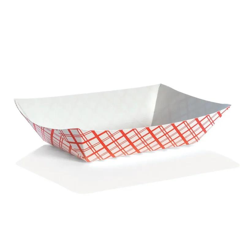 Food Tray 2 LB Paperboard Red White Plaid 1000/Case